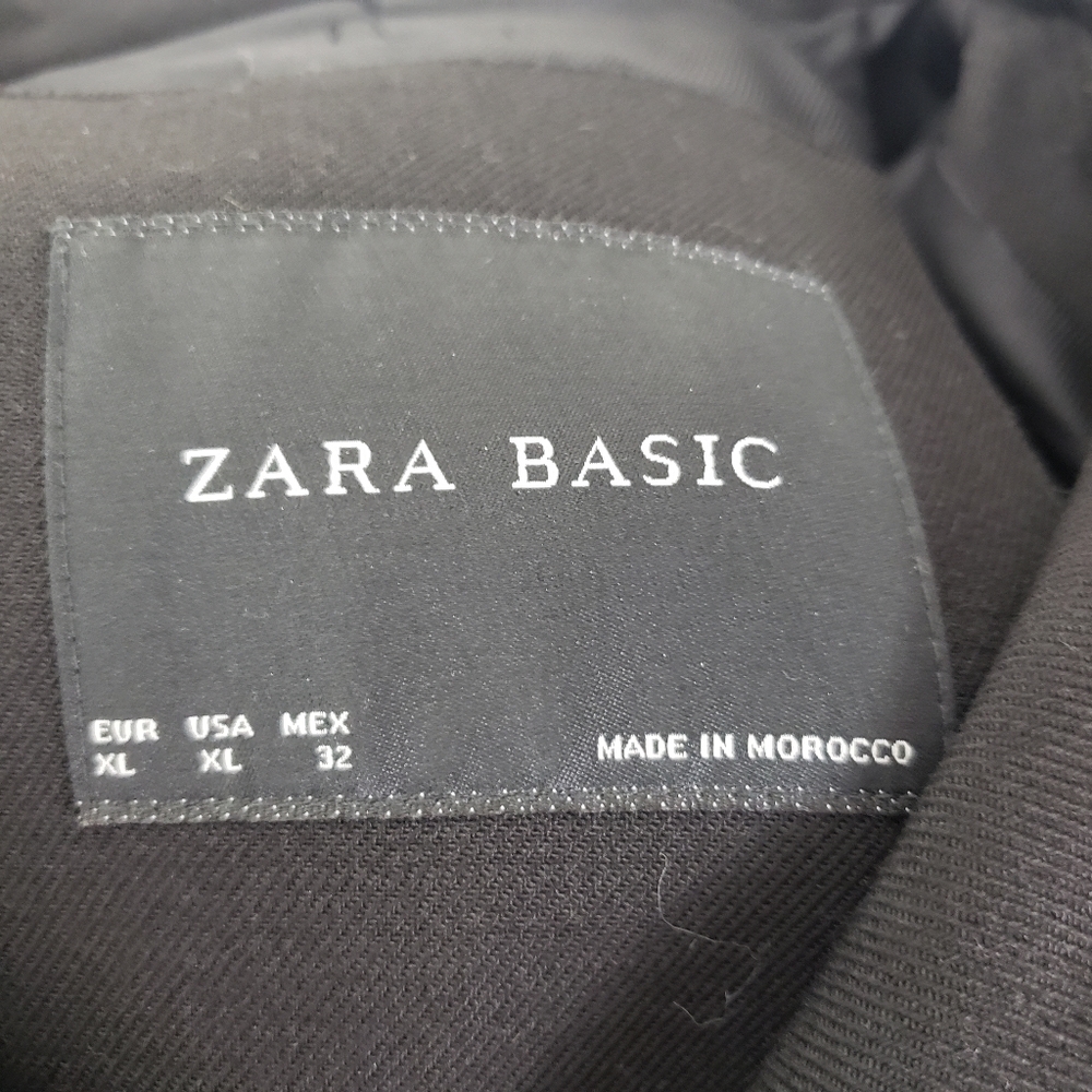 Zara Basic Black Wool Blend Coat Jacket Size Xl - image 8